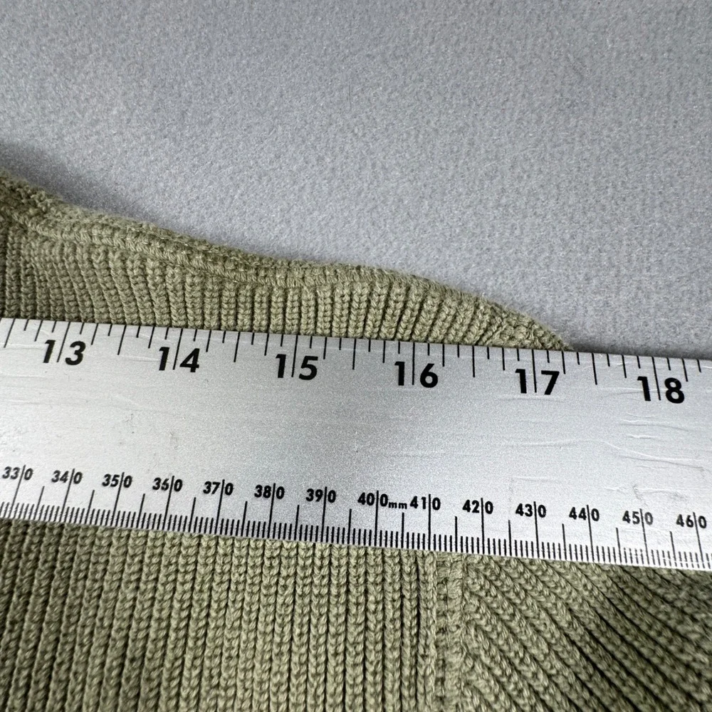 VTG 90s Eddie Bauer Mens M Ribbed  Crewneck Cotton Sweater Olive Green Hong Kong